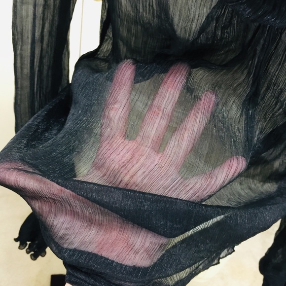 Charlotte Russe Sheer Black Gauze Shirt Size L - Picture 3 of 7